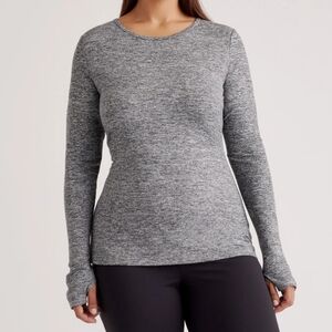 Quince Ultra-Soft Fitted Long Sleeve Top, Heather Grey, Medium